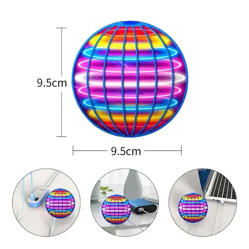 Bola Voadora Infantil com Controle Manual, Globo Cósmico de LED Colorido, Giratória 360°, Ideal para Uso Interno e Externo