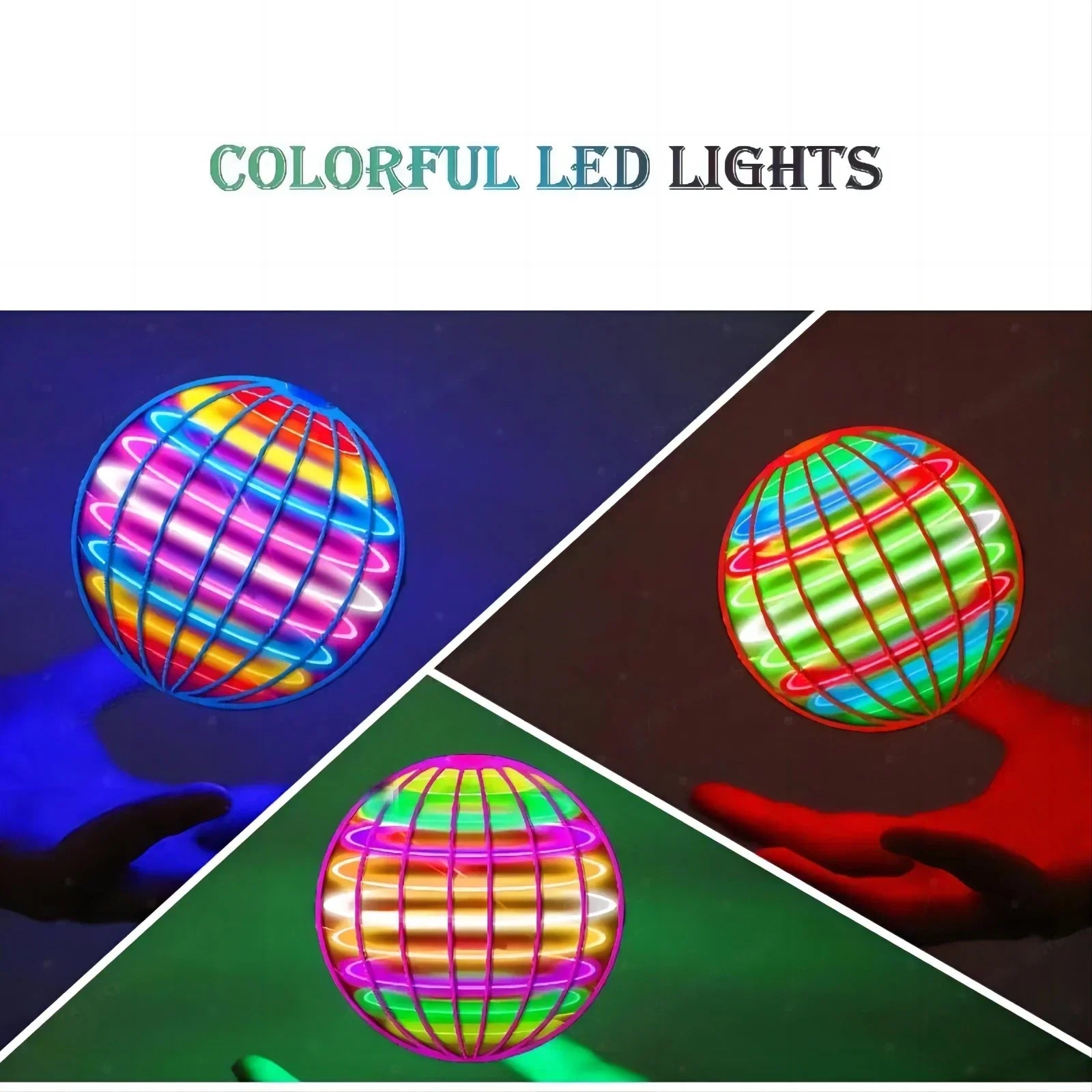 Bola Voadora Infantil com Controle Manual, Globo Cósmico de LED Colorido, Giratória 360°, Ideal para Uso Interno e Externo